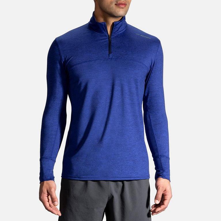 Brooks Men's Dash Half Zip Running Jackets - Blue (PSUQ67342)